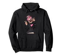 Lindo Hipster Pug Peace Sign Dog Lover Art Juguetón Vibrante Sudadera con Capucha