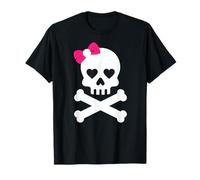 Lindo hueso de calavera rosa lazo kawaii calaveras mujeres niñas adorable Camiseta