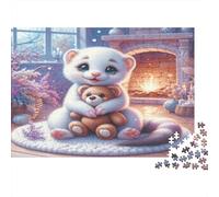 Lindo hurón Abrazando a un Osito de Peluche Puzzles 1000 Piezas Papel Reciclado para Adultos Puzzle para Adultos Juego Educativo para descompresión Regalo Divertido para casa Excelente Idea de Regalo