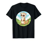Lindo hurón Kawaii en Campo de Flores de Primavera Camiseta