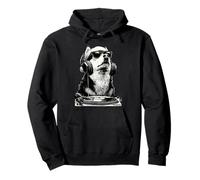 Lindo Husky DJ con Gafas de Sol Papá Noel Dog Christmas Music Sudadera con Capucha