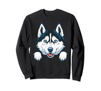 Lindo Husky Peeking Puppy Divertido Siberiano Husky Perro Amante Sudadera