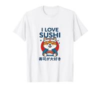 Lindo I Love Sushi Shiba Inu Comida Japonesa Arte Kawaii Pet Dog Camiseta