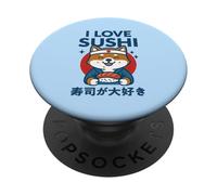 Lindo I Love Sushi Shiba Inu Comida Japonesa Arte Kawaii Pet Dog PopSockets PopGrip Adhesivo