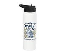 Lindo I Wonder If Owls Think About Me Too Forest Bird Stainless Steel Insulated Water Bottle