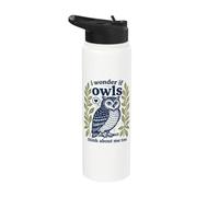 Lindo I Wonder If Owls Think About Me Too Forest Bird Stainless Steel Insulated Water Bottle