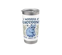 Lindo I Wonder If Raccoons Think About Me Too Trash And Panda Vaso térmico de acero inoxidable de doble pared