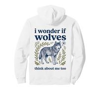 Lindo I Wonder If Wolves Think About Me Too Folk Art Sudadera con Capucha