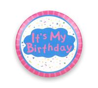 Lindo It's My Birthday Botón, Tema Cerdo, Coloridas Feliz Cumpleaños Insignias para Niños Niñas Detalles de Fiesta Decoraciones Suministros