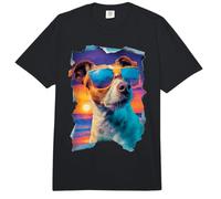 Lindo Jack Russell con Gafas de Sol Atardecer Perro Tropical Verano Comfort Colors Adult Heavyweight T-Shirt