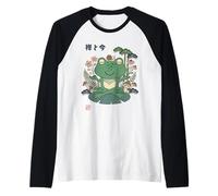 Lindo Japón Estética & Mindfulness Naturaleza Arte Camiseta Manga Raglan