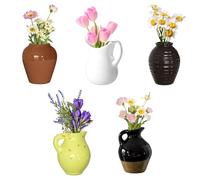 Lindo jarrón de cerámica para Nevera, Divertidos Mini imanes de Plantas, pequeño jarrón 3D para decoración de refrigerador, Cocina, taquilla, Cocina, Oficina (Paquete de 5)