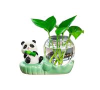 Lindo jarrón hidropónico de Panda, jarrón Creativo de cerámica con Forma de Panda para Plantas acuáticas, Soporte de Vidrio para macetas de Escritorio, Frasco hidropónico Transparente, Regal