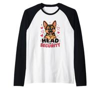Lindo Jefe de Seguridad Mascota Kawaii Pastor Alemán Perro Amante Camiseta Manga Raglan