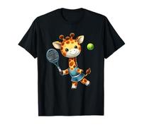 Lindo Jirafa Jugador De Tenis Acuarela Safari Animal Camiseta