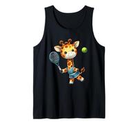 Lindo Jirafa Jugador De Tenis Acuarela Safari Animal Camiseta sin Mangas