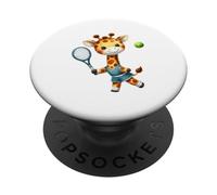 Lindo Jirafa Jugador De Tenis Acuarela Safari Animal PopSockets PopGrip Adhesivo