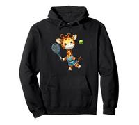 Lindo Jirafa Jugador De Tenis Acuarela Safari Animal Sudadera con Capucha
