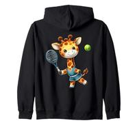 Lindo Jirafa Jugador De Tenis Acuarela Safari Animal Sudadera con Capucha