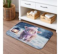 Lindo juego de alfombrillas de baño de invierno de ovejas, adorables alfombras de ducha con patrón de animales, absorbentes y antideslizantes, tapetes de baño lavables de franela de temporada para