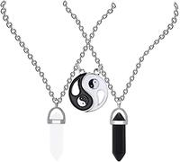 Lindo juego de collar con colgante magnético a juego para 2, dos almas, una piedra de deseos de corazón, hongo, dinosaurio, raro 1 y raro 2, regalos de amistad para mujeres y niñas, joyería de larga