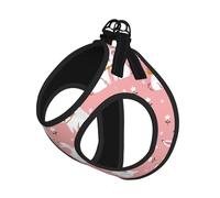 Lindo juego de correa de arnés con estampado de conejo blanco para gato y perro, chaleco reflectante ajustable a prueba de fugas con malla suave transpirable, para mascotas pequeñas y cachorros