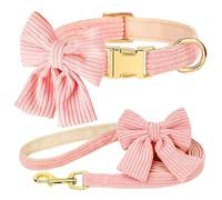 Lindo juego de correa de collar para perro con pajarita ajustable de terciopelo suave y correa para mascotas al aire libre, collar de entrenamiento para caminar, A, S