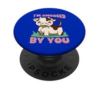 Lindo Juego de Palabras con Forma de Vaca I'm Amoosed by You, Divertido Humor Animal PopSockets PopGrip Adhesivo