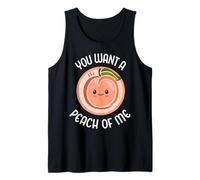 Lindo Juego de Palabras con Melocotones Kawaii con melocotón y melocotón «You Want A Peach of Me» Camiseta sin Mangas