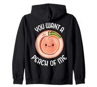 Lindo Juego de Palabras con Melocotones Kawaii con melocotón y melocotón «You Want A Peach of Me» Sudadera con Capucha