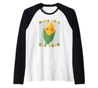 Lindo Juego de Palabras de maíz maíz Bien Comer maíz Camiseta Manga Raglan