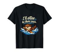 Lindo Juego de Palabras de Nutria Ill Otter Be There Soon Design Camiseta