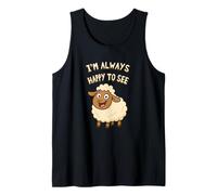 Lindo juego de palabras de ovejas Siempre estoy feliz de ver Ewe Funny Cartoon Camiseta sin Mangas