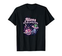 Lindo Juego de Palabras sobre ovnis de Aliens Left The Party Early Camiseta
