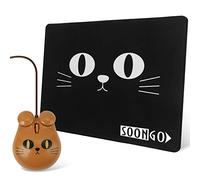 Lindo juego de ratones y ratones para niños con cable USB óptico, apto para ordenador, escritorio, portátil, PC, portátil, de goma, antideslizante, rectangular, alfombrilla de ratón (marrón)