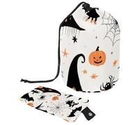 Lindo juego de vectores con ilustraciones de Halloween 1_6 bolsa de cosméticos con cordón organizador multifuncional para maquillaje y artículos de tocador, Multicolor 19,