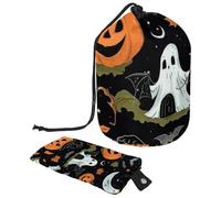 Lindo juego de vectores con ilustraciones de Halloween 1_95 bolsa de cosméticos con cordón organizador multifuncional para maquillaje y artículos de tocador, Multicolor 11,