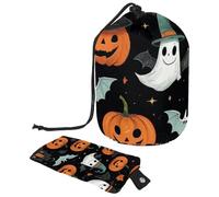 Lindo juego de vectores con ilustraciones de Halloween 1_95 bolsa de cosméticos con cordón organizador multifuncional para maquillaje y artículos de tocador, Multicolor 20,