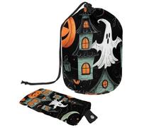 Lindo juego de vectores con ilustraciones de Halloween 2_133 bolsa de cosméticos con cordón organizador multifuncional para maquillaje y artículos de tocador, Multicolor 11,