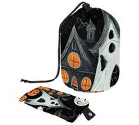 Lindo juego de vectores con ilustraciones de Halloween 2_133 bolsa de cosméticos con cordón organizador multifuncional para maquillaje y artículos de tocador, Multicolor 12,