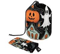 Lindo juego de vectores con ilustraciones de Halloween 2_139 bolsa de cosméticos con cordón organizador multifuncional para maquillaje y artículos de tocador, Multicolor 10,