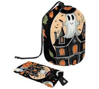 Lindo juego de vectores con ilustraciones de Halloween 2_164 bolsa de cosméticos con mini bolsa con cremallera, bolsa de aseo de viaje para mujer, organizador de maquillaje con cordón, bolsa portátil
