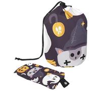 Lindo juego de vectores con ilustraciones de Halloween 2_194, bolsa de cosméticos con mini bolsa con cremallera, bolsa de aseo de viaje para mujer, organizador de maquillaje con cordón, bolsa portátil