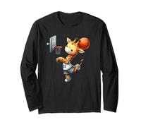 Lindo Jugador de Baloncesto Jirafa 22 Divertido Deporte Animal Arte Manga Larga