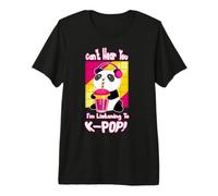 Lindo Kawaii Boba Panda Can't Hear You I'm Listening K-Pop Camiseta Premium