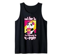Lindo Kawaii Boba Panda Can't Hear You I'm Listening K-Pop Camiseta sin Mangas