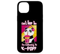 Lindo Kawaii Boba Panda Can't Hear You I'm Listening K-Pop Carcasa para iPhone 14 Plus