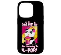 Lindo Kawaii Boba Panda Can't Hear You I'm Listening K-Pop Carcasa para iPhone 14 Pro
