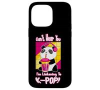 Lindo Kawaii Boba Panda Can't Hear You I'm Listening K-Pop Carcasa para iPhone 14 Pro MAX