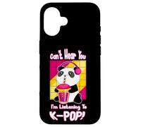 Lindo Kawaii Boba Panda Can't Hear You I'm Listening K-Pop Carcasa para iPhone 16